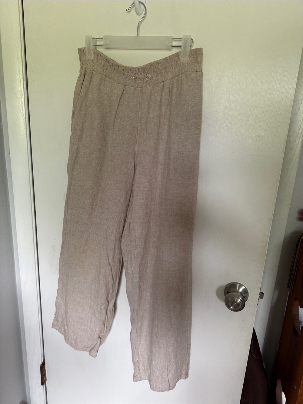 Susan Graver Lightweight Linen-Blend Wide Leg Pants in Beige